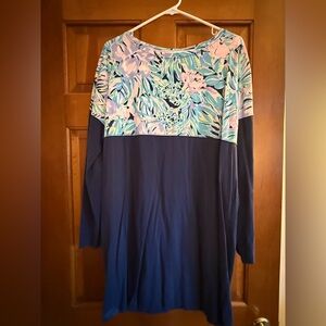 Lilly Pulitzer Navy and Floral Long Sleeve tshirt dress